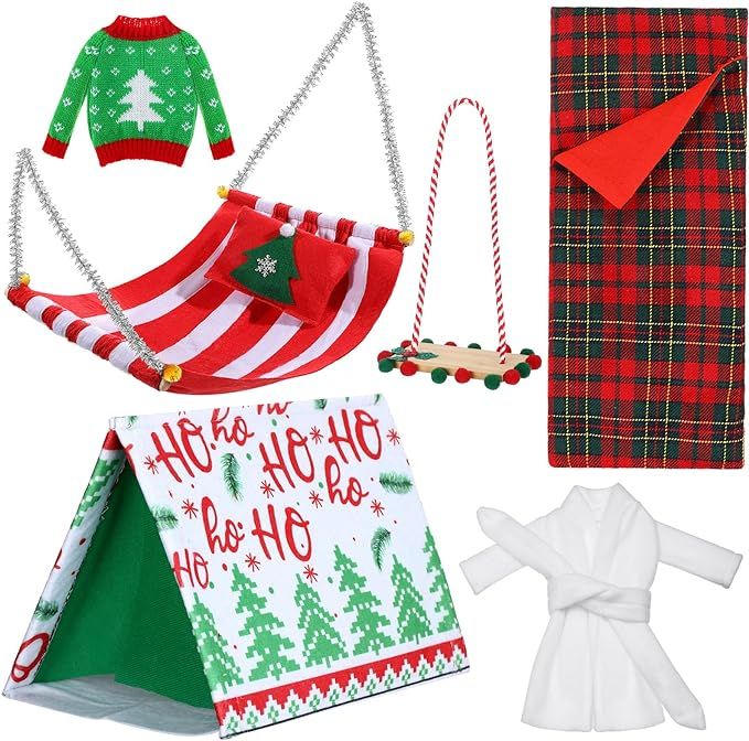 Liliful 6 Pcs Christmas Elf Doll Accessories Set with Elf Christmas Tent, Sleeping Bag, Sweater, ... | Amazon (US)