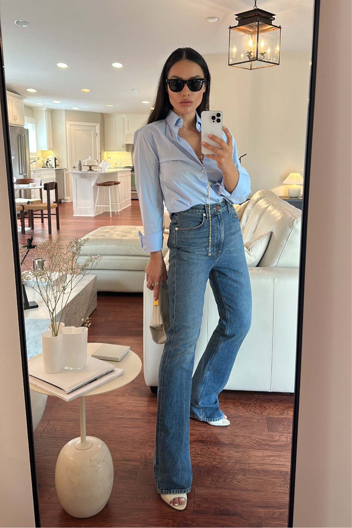 Simple and chic 
People that know me well know my adoration for men’s shirts. They are comfortable, sexy and classic. 
I paired it with a pair of Agolde high waisted denim and YSL slip on shoes. 
This outfit is so easy!! 
I get a kick out of the sales person’s face when they learn the shirt is for me. Lol! 
As for shirt sizing, it is a slim fit and I’m wearing size 37/S/14.5, for your reference. I personally like Boss shirts, the fit and fabric is nice and decently priced. 
The point of the fit is to be loose yet still polished. Effortless is sexy:)) 
The denim fits true to size but as you know I like to size up at times. I’m normally a 26, I’m wearing a 27. 
The shoes are a classic slip on / mule from Saint Laurent. 
The chain is from Alex Rivière Studio, it is called Nue Belt. I’ve included similar items to shop! 

#LTKFind #LTKmens #LTKxNSale
