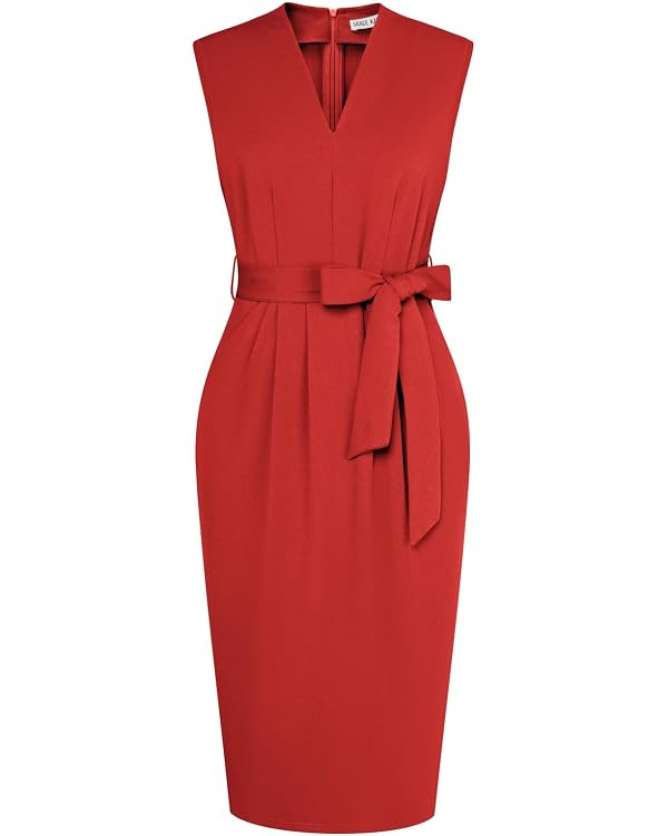 GRACE KARIN Women's Business Dresses Sleeveless V Neck Bodycon Sheath Dress Zipper Up Office Work... | Amazon (US)