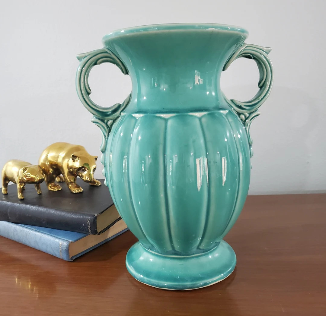 Mccoy Turquoise Urn Shaped Vase - Etsy | Etsy (US)