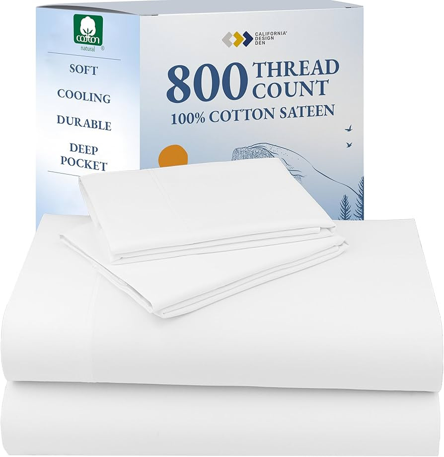 California Design Den Luxury 800 Thread Count King Size Sheets Set - 100% Cotton Sheets, Soft Sat... | Amazon (US)