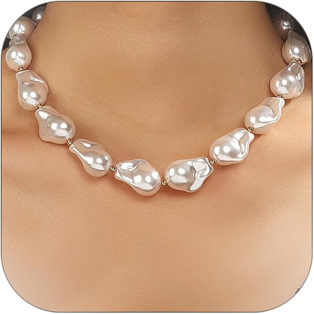 Baroque Pearl Choker Necklace for Women Chunky Pearl Necklaces Toggle Necklaces Trendy Jewelry Gi... | Amazon (US)