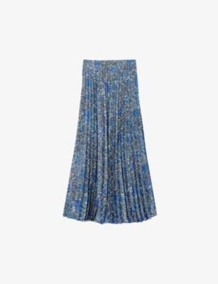 Floral-print high-rise woven midi skirt | Selfridges