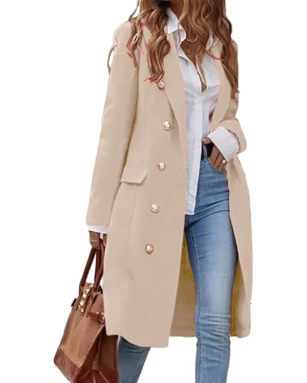 IDEALSANXUN Womens Long Wool Coat for Women Fall Winter Trench Coat Trendy Jackets | Amazon (US)