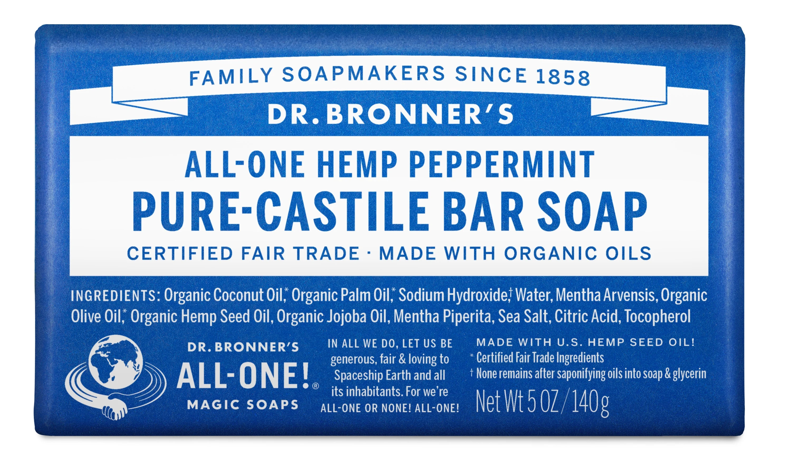 Dr. Bronner's Pure-Castile Bar Soap – Peppermint – 5 oz - Walmart.com | Walmart (US)