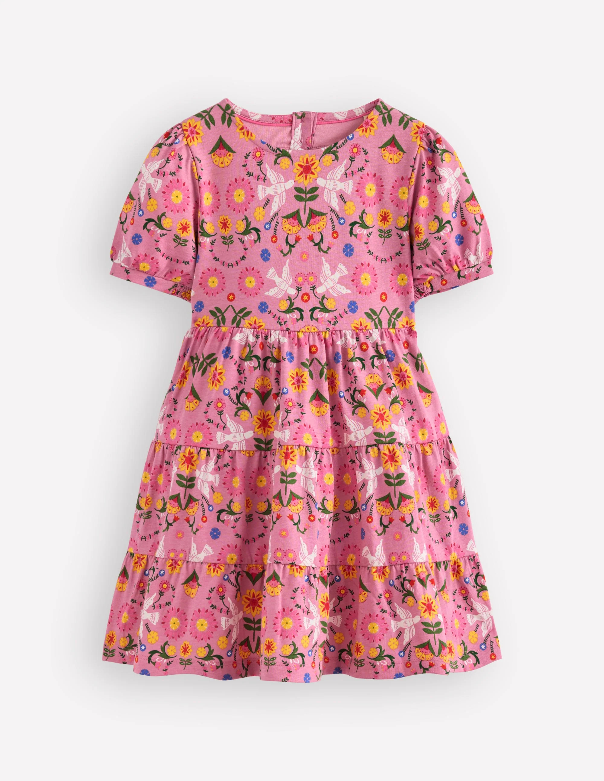 Heart Back Jersey Dress-Formica Pink Bird Floral | Boden (US)