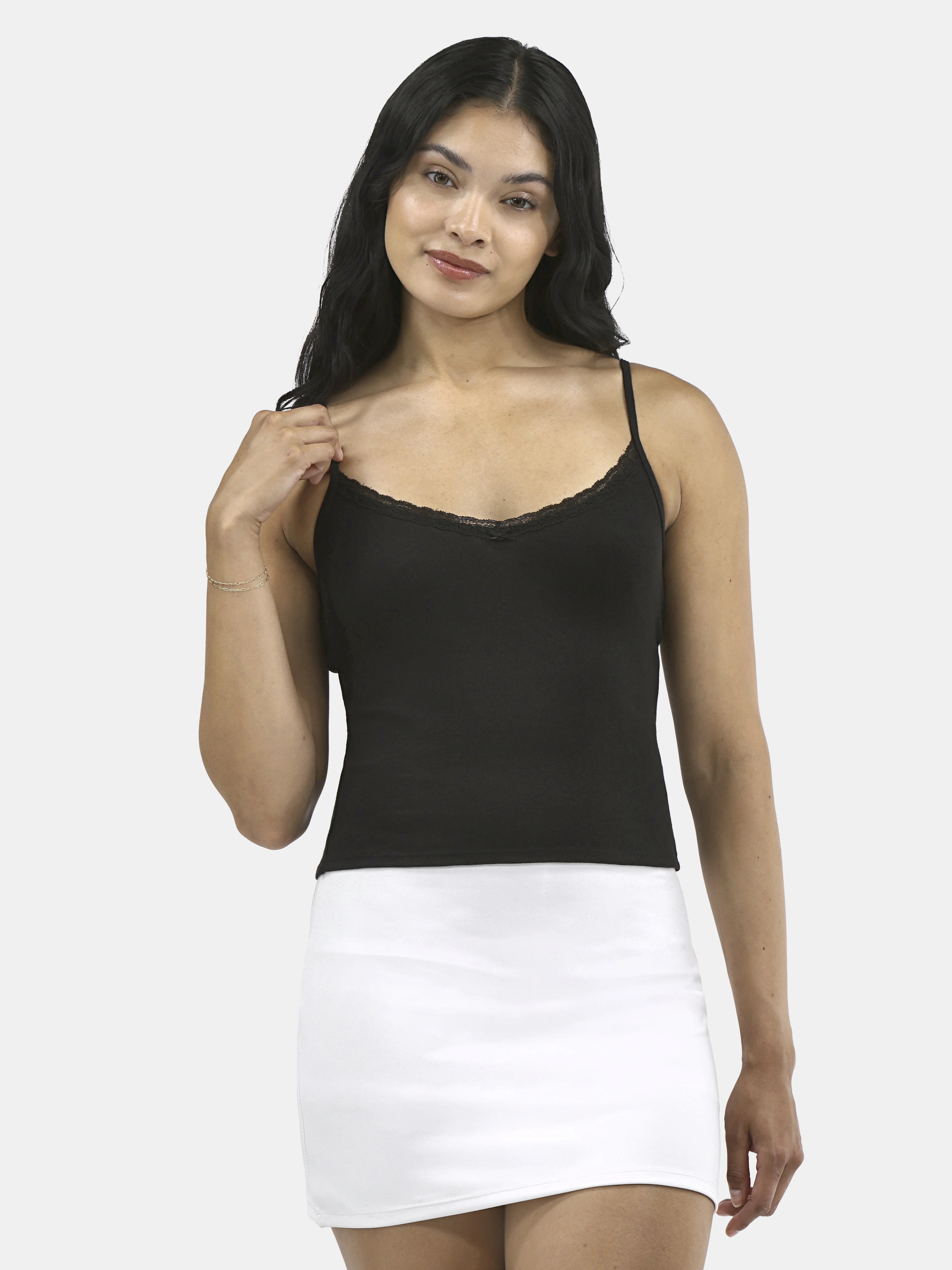 No Boundaries Vintage Tank Top with Lace Trim, Women's | Walmart (US)