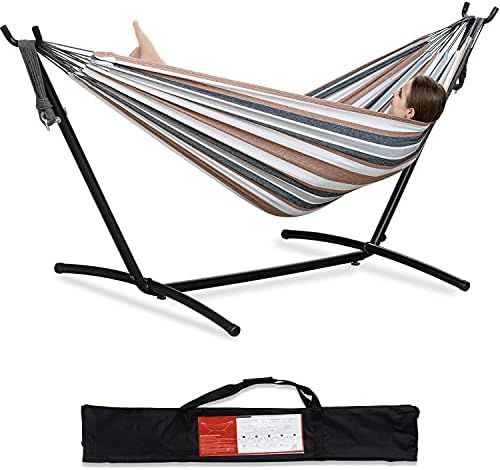 PNAEUT Double Hammock with Space Saving Steel Stand Included 2 Person Heavy Duty Outside Garden Y... | Amazon (US)