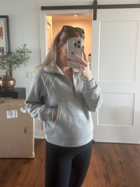 I have gotten so much wear out of this quarter zip sweatshirt over the last year! A great Lulu dupe - material is wonderful and cropped length is perfect. Fits TTS, I’m on a small (and it still fits six months pregnant!). Lots of colors, too!!

#LTKsalealert #LTKfindsunder50 #LTKActive