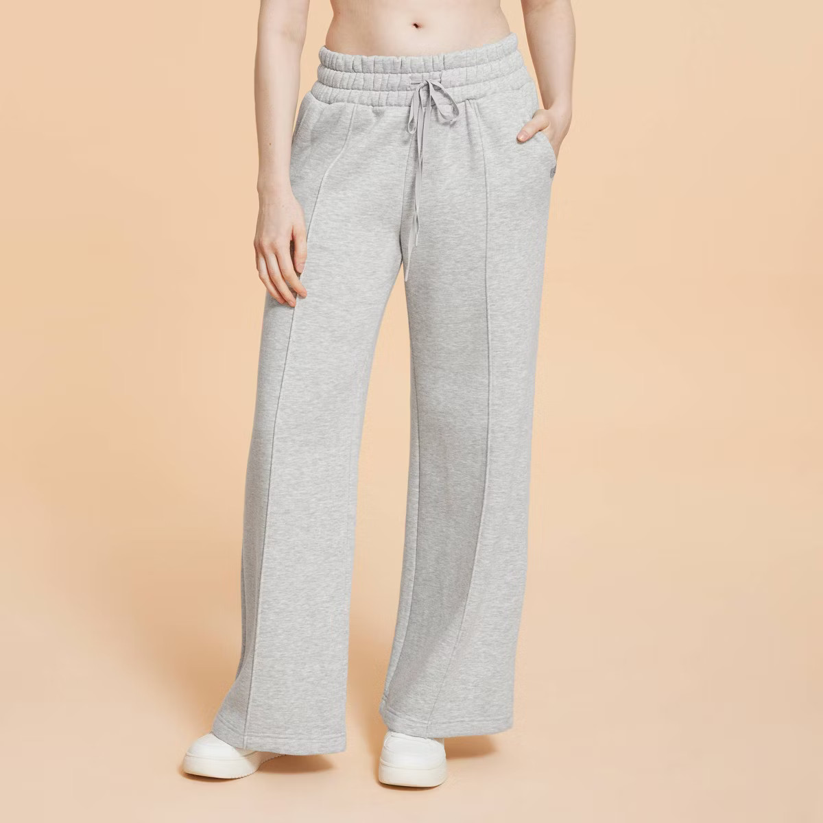 Blogilates Women's Travel Trouser High-Rise Wide Leg Sweatpants - Heathered Gray S | Target