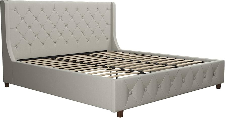 CosmoLiving by Cosmopolitan Mercer Upholstered, Light Grey Linen, King Bed | Amazon (US)