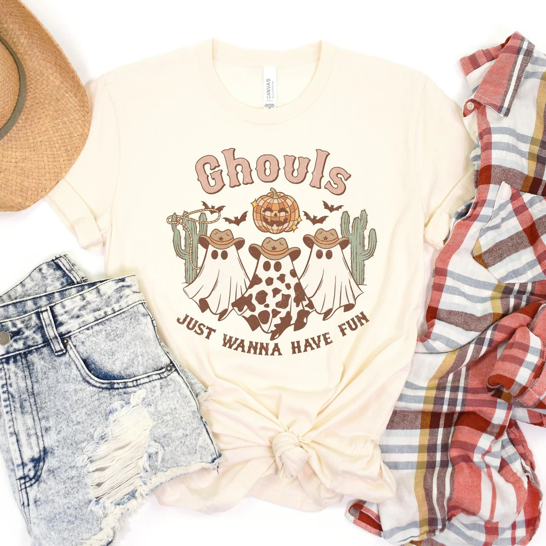 Ghouls Just Wanna Have Fun Shirt, Western Halloween Tshirt, Funny Ghost Shirt, Halloween Western ... | Etsy (US)