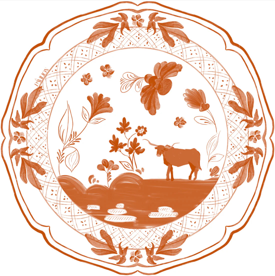Carolee's Austin Longhorn Cow Mini Hors d'oeuvre Collegiate Paper Plates - 50 pack | Pavilion Paper