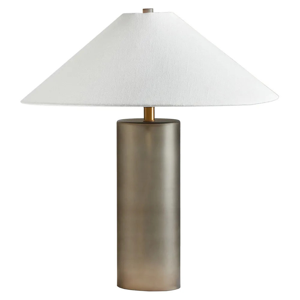 Eddard Modern Classic Smoked Brown Glass Table Lamp | Kathy Kuo Home