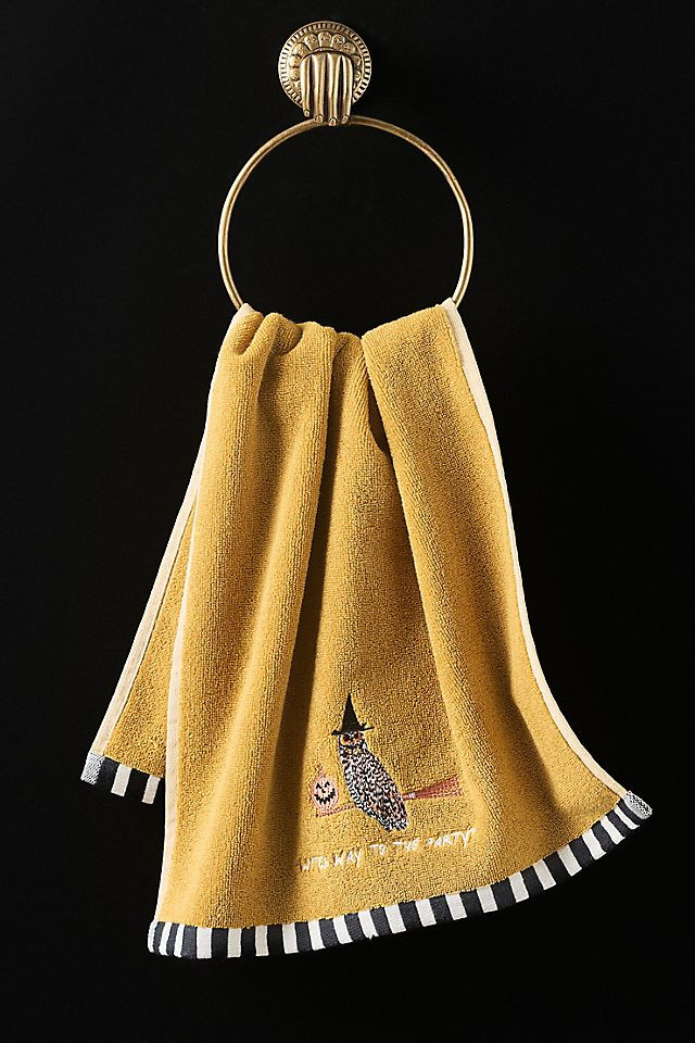 Halloween Cotton Icon Embroidered Hand Towel | Anthropologie (US)