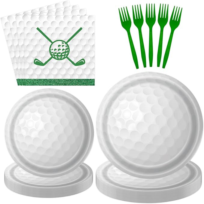 96 Pcs Golf Plates and Napkins Party Supplies, Golf Ball Birthday Paper Plates Napkins and Forks ... | Amazon (US)