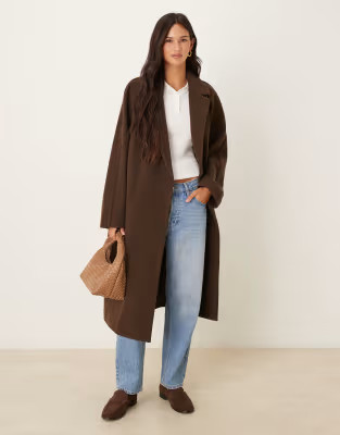 ASOS DESIGN throw on overcoat in chocolate | ASOS (Global)