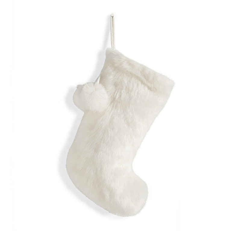 White Faux Fur Stocking | Grandin Road