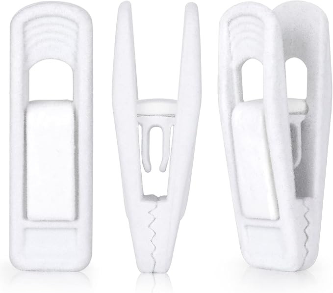 White Velvet Hangers Clips, 50pc Strong Finger Flocked Clips, Pants Hangers Clips for Thin Suit S... | Amazon (US)