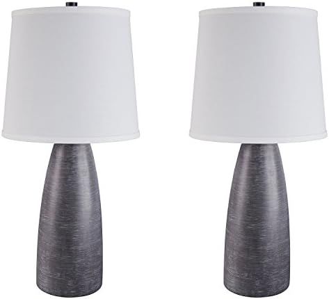 Signature Design by Ashley Shavontae Modern Table Lamp, Set of 2 Lamps, 27.5", Gray | Amazon (US)