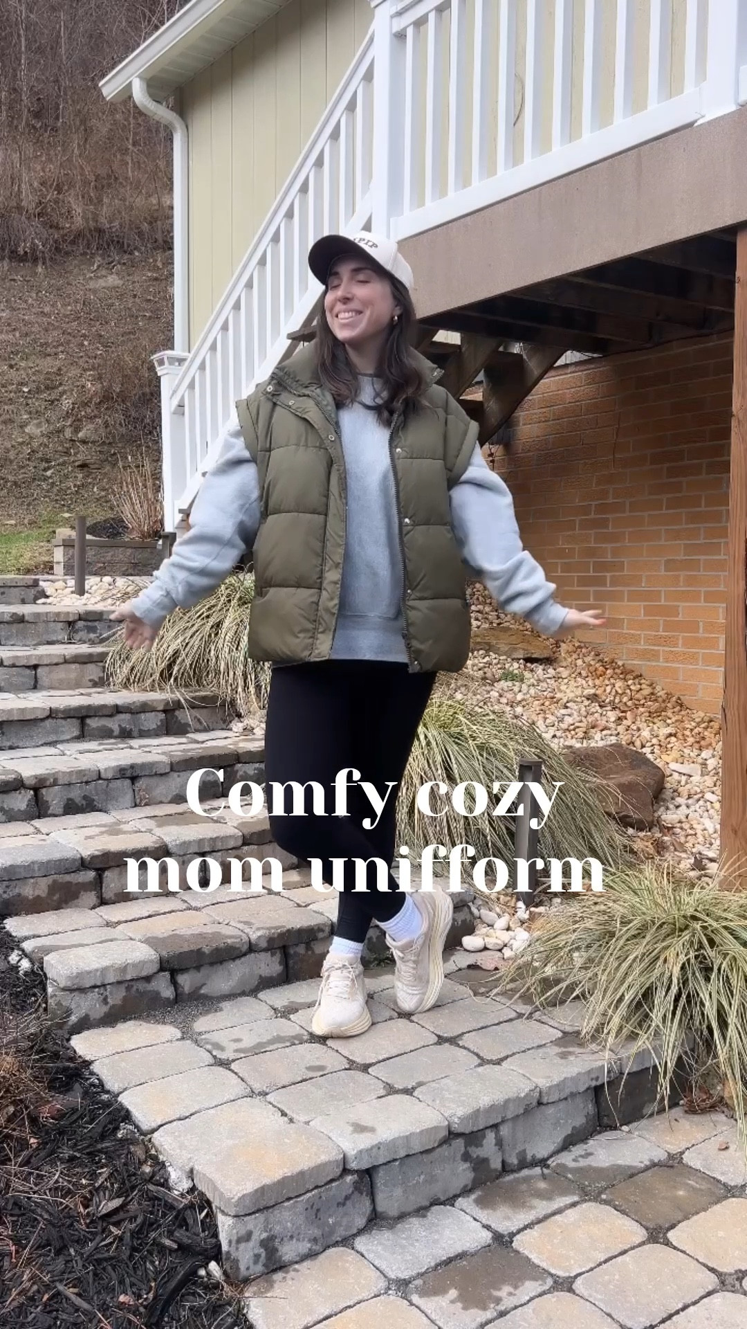 Amazon vest, comfy mom uniform 

Leggings outfit + crew socks + Hoka Bondi 8 running shoes + Gigi pip trucker hat + crew neck sweatshirt 

Spring transitional fashion, cold weather, snow day outfit 

#LTKWatchNow #LTKStyleTip #LTKFindsUnder50