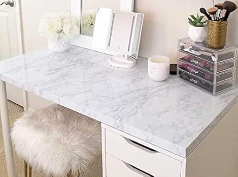Amazon.com: 11.8" x78.7" Glossy Marble Paper Granite Gray/White Roll Kitchen Countertop Cabinet F... | Amazon (US)
