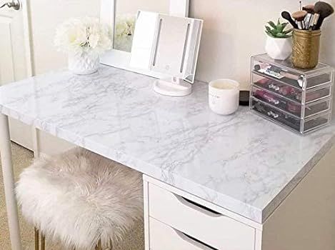 Amazon.com: 11.8" x78.7" Glossy Marble Paper Granite Gray/White Roll Kitchen Countertop Cabinet F... | Amazon (US)
