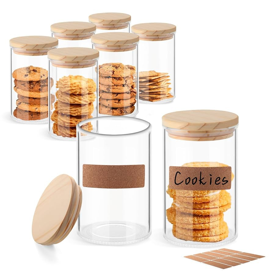 ULAB 3mm Thick Glass Food Container Set with Lid, 9.8 OZ Clear Storage Jar, Pack of 6, Glass Airt... | Amazon (US)