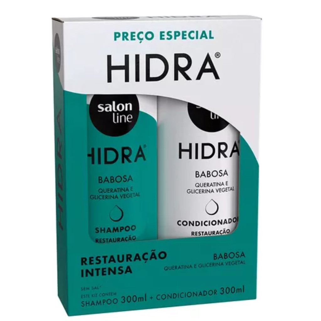 Kit Salon Line Shampoo e Condicionador Hidra Babosa 300ml Cada | Shopee (BR)