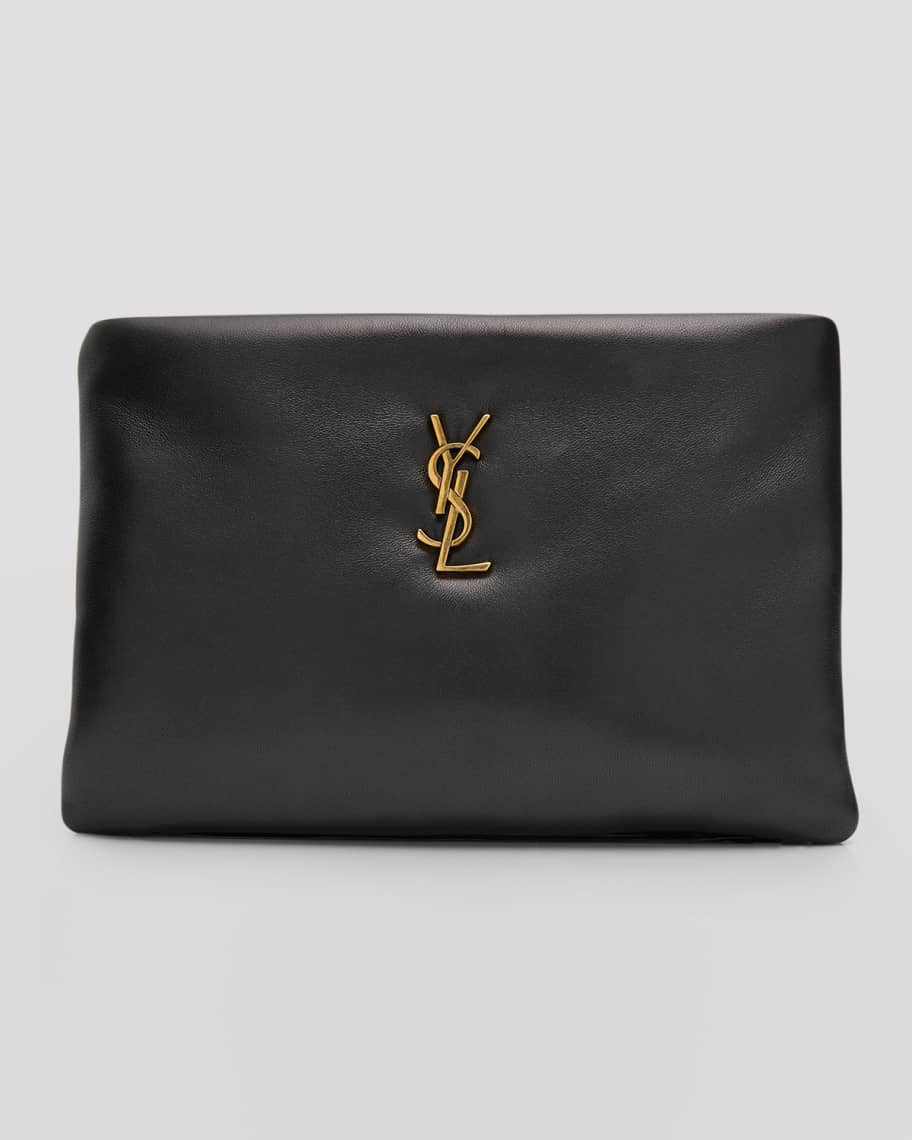 Saint Laurent Calypso Small YSL Clutch Bag in Smooth Padded Leather | Neiman Marcus