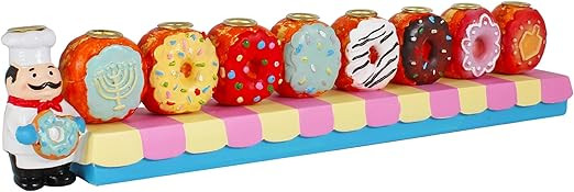 Baker and Doughnuts Children's Candle Menorah Hand Painted Mouthwatering Traditional Chanukah Sof... | Amazon (US)