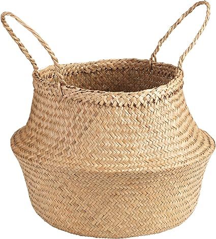 URFORESTIC Natural Woven Seagrass Tote Belly Basket for Storage, Laundry, Picnic, Plant Pot Cover... | Amazon (US)