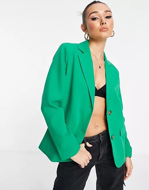 Envii oversized blazer in bold green - part of a set | ASOS | ASOS (Global)