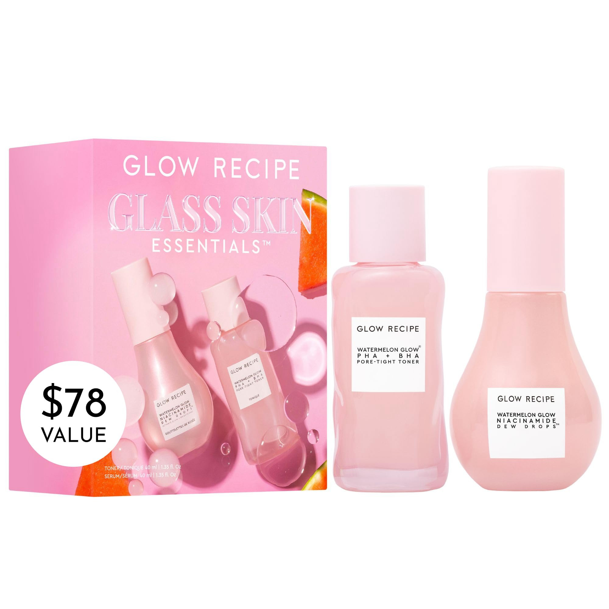 Glow Recipe Glass Skin Essential Korean Skincare Kit - Includes Niacinamide Dew Drops Face Serum ... | Amazon (US)