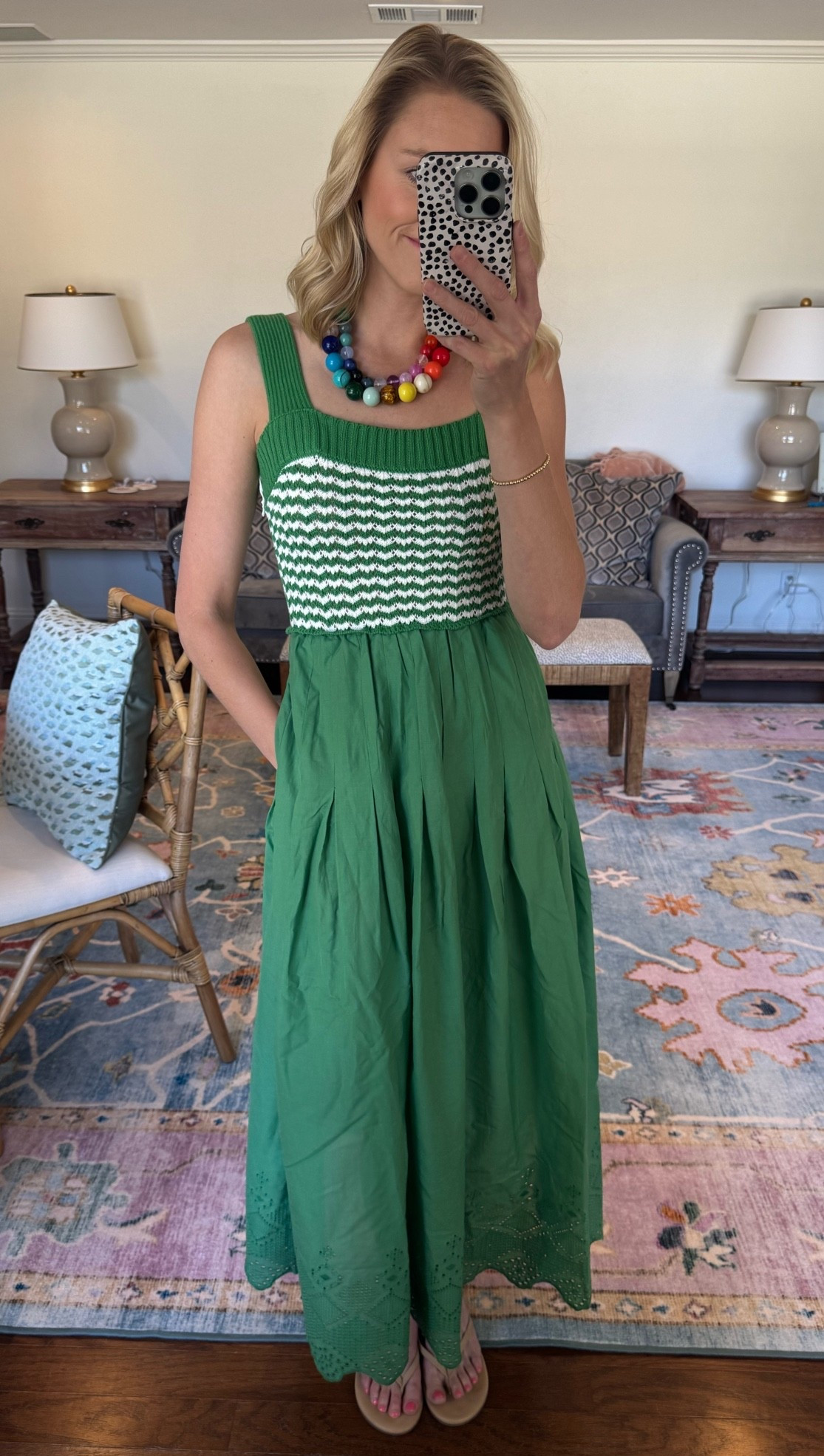 Don't sleep on this $36 dress!!! The pleating is so flattering & feels way more expensive! Linked my necklaces too! Wearing an XS.
