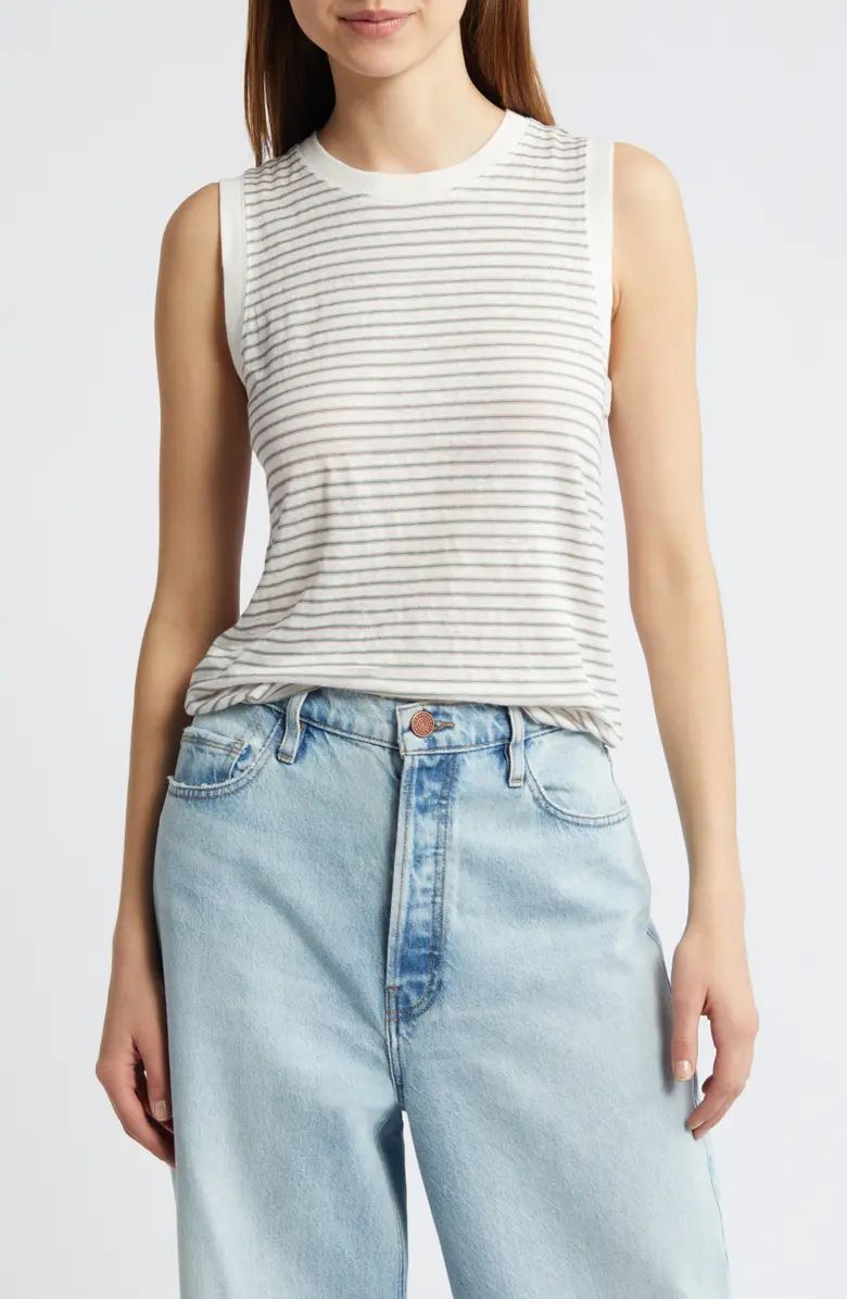 Stripe Organic Linen Muscle Tee | Nordstrom