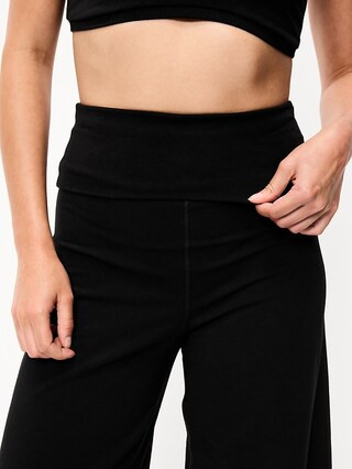 High-Waisted PowerChill Fold-Over Wide-Leg Pants | Old Navy (US)