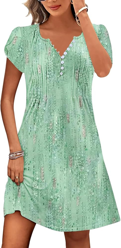 Disamer Womens Casual Dresses Short Sleeve Summer Dresses 2025 Boho Floral Beach Sundresses Sprin... | Amazon (US)