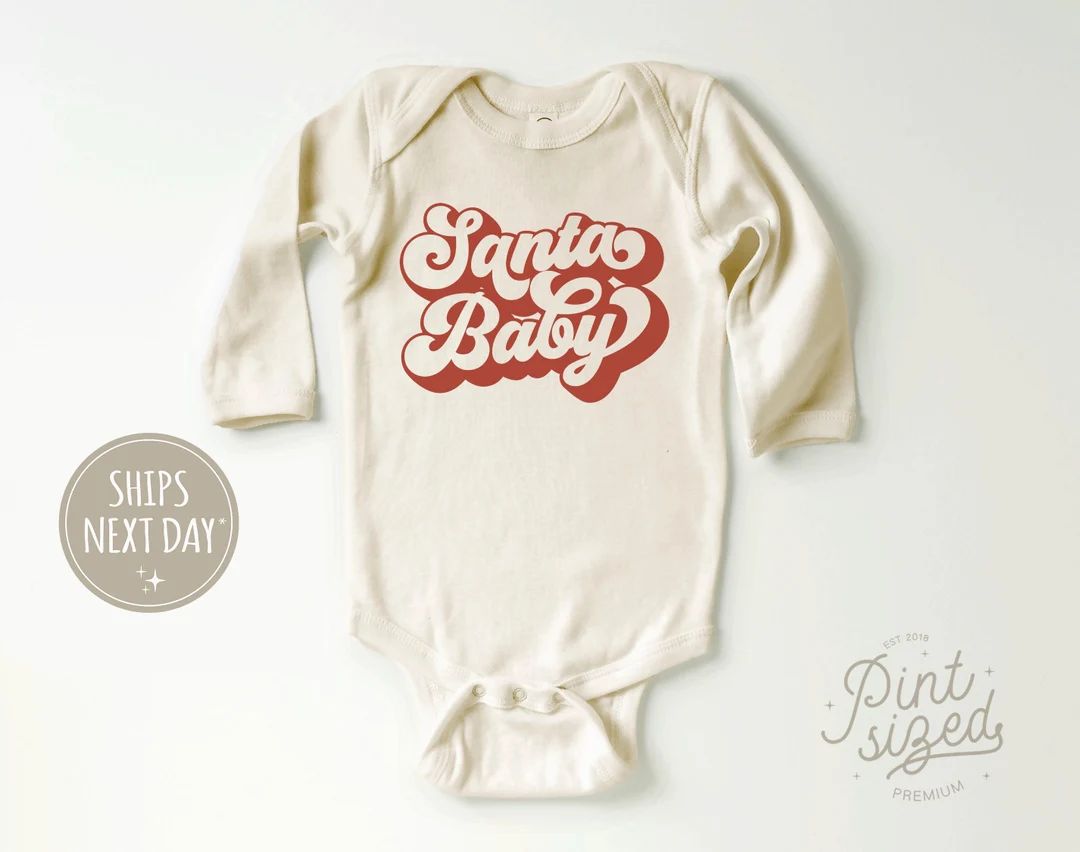 Santa Baby Onesie®  Retro Christmas Bodysuit  Holiday - Etsy | Etsy (US)