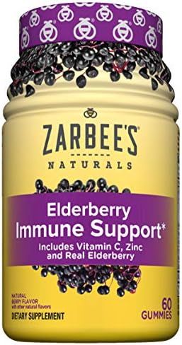 Zarbee's Naturals Elderberry Immune Support with Vitamin C & Zinc, Natural Berry Flavor, 60 Count | Amazon (US)