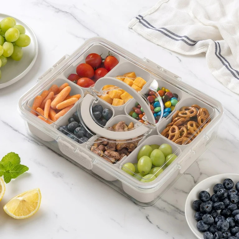 Cook With Color 8-Compartment Snackle Box, Charcuterie Container, Divided Serving Tray with Lid &... | Walmart (US)