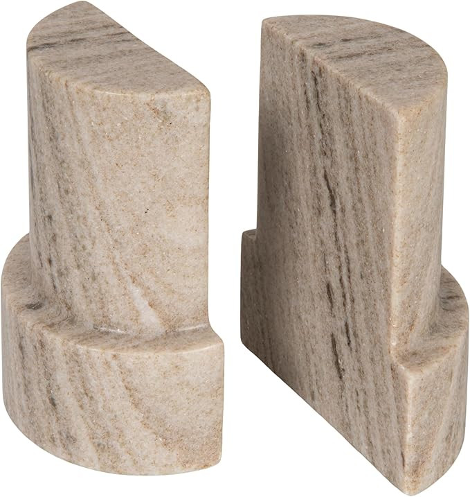 Bloomingville 2-Piece Marble Bookends, Beige | Amazon (US)