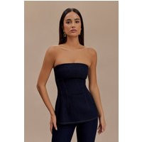 Madelyn Strapless Longline Denim Top - Indigo Blue I MESHKI I Size XXS | MESHKI US