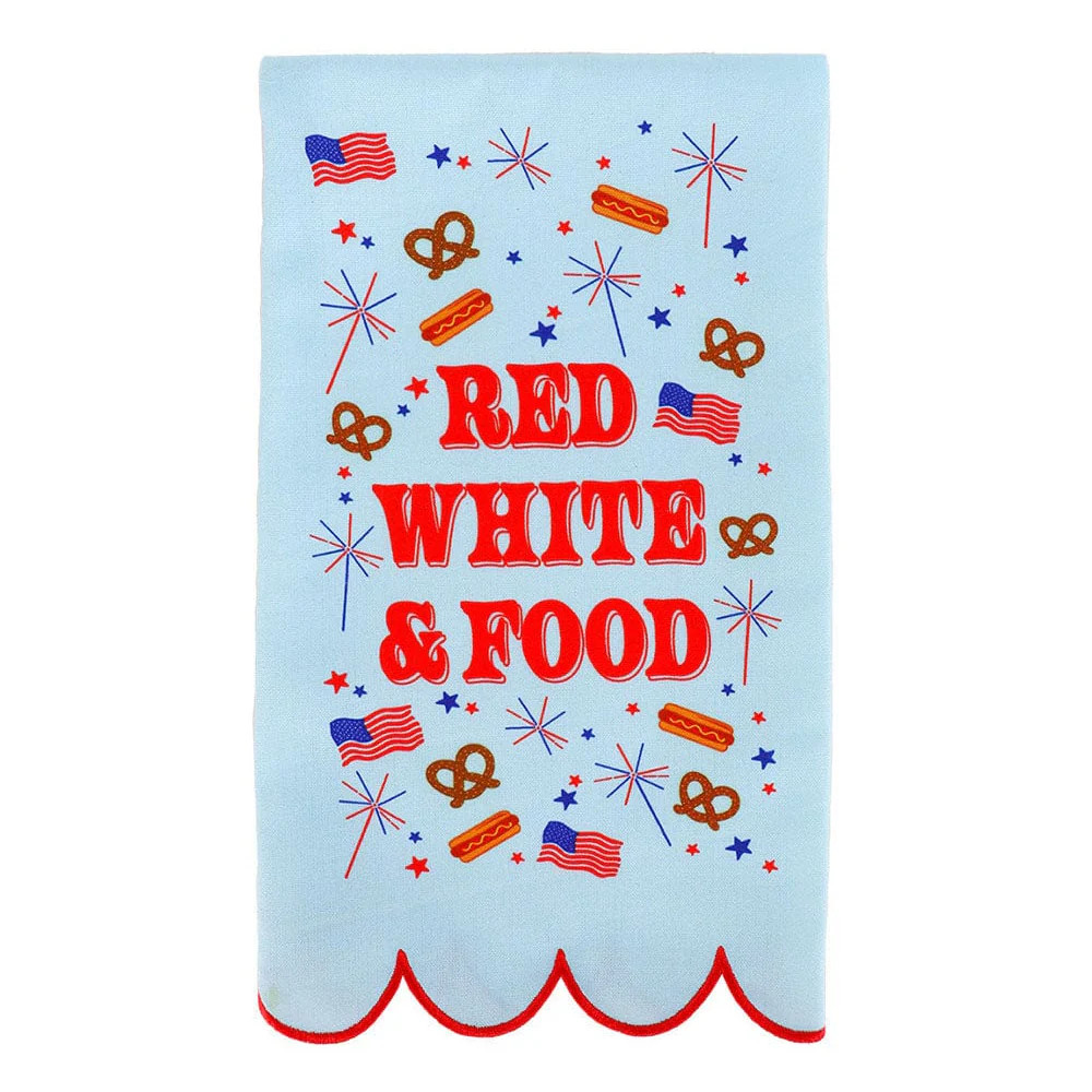 Red, White, & Food Reusable Patriotic Tea Towel | Packed Party