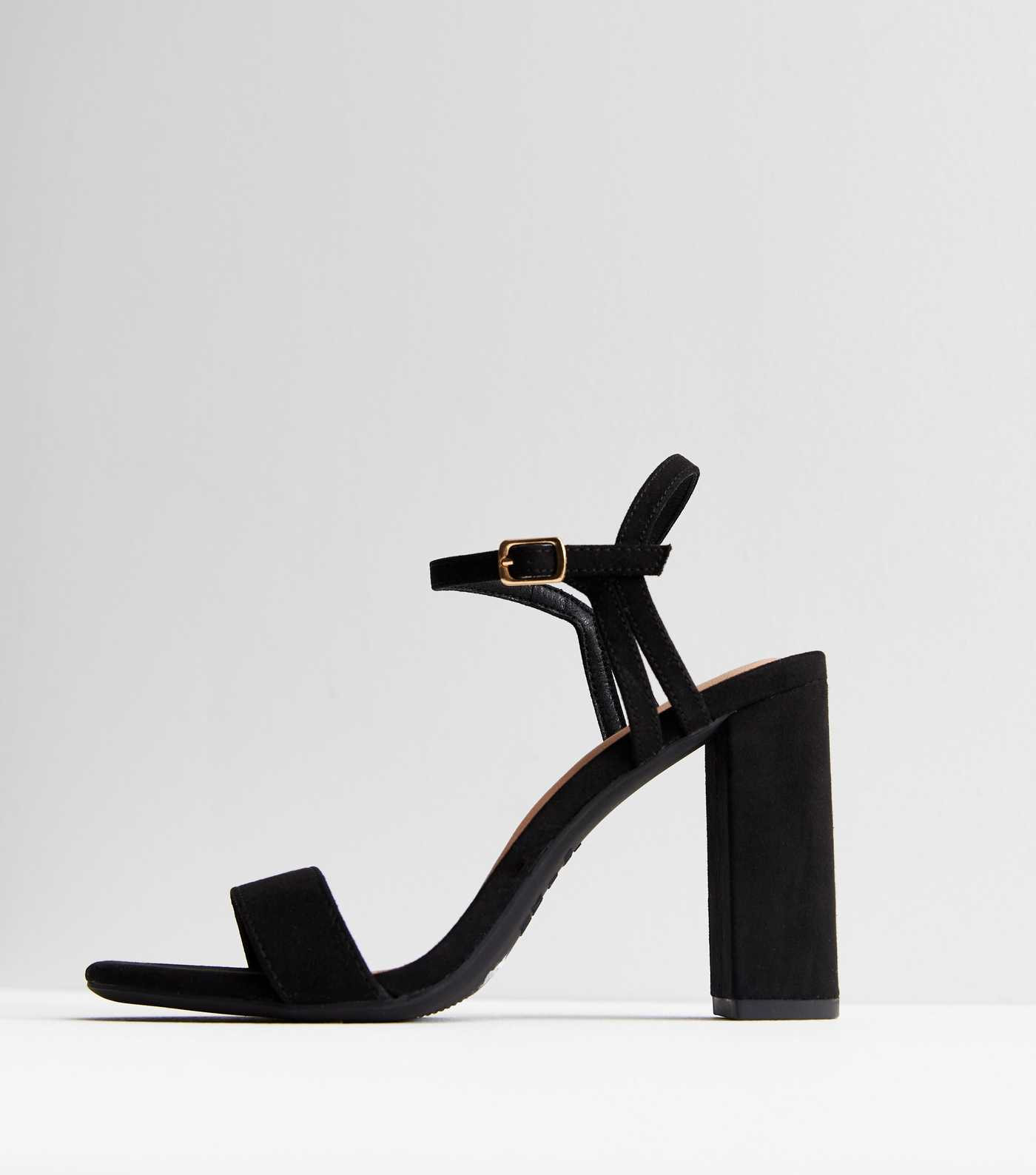 Black Suedette Block Heel Strappy Sandals | New Look | New Look (UK)