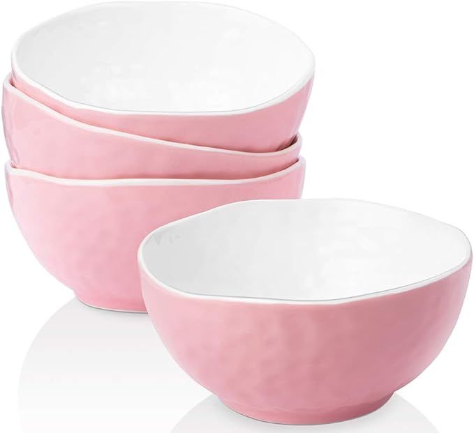Salad Bowls, Krokori Ceramic Bowls Cereal Bowls Soup Bowls with Ruffled Edge for Salad, Cereal, P... | Amazon (US)