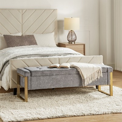 Octavio Modern Upholstered Flip Top Storage Bench with Metal Legs|ARTFUL LIVING DESIGN | Target