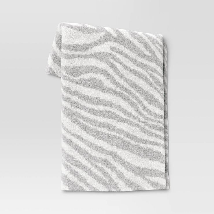 Cozy Feathery Knit Zebra Throw Blanket Gray - Threshold&#8482; | Target
