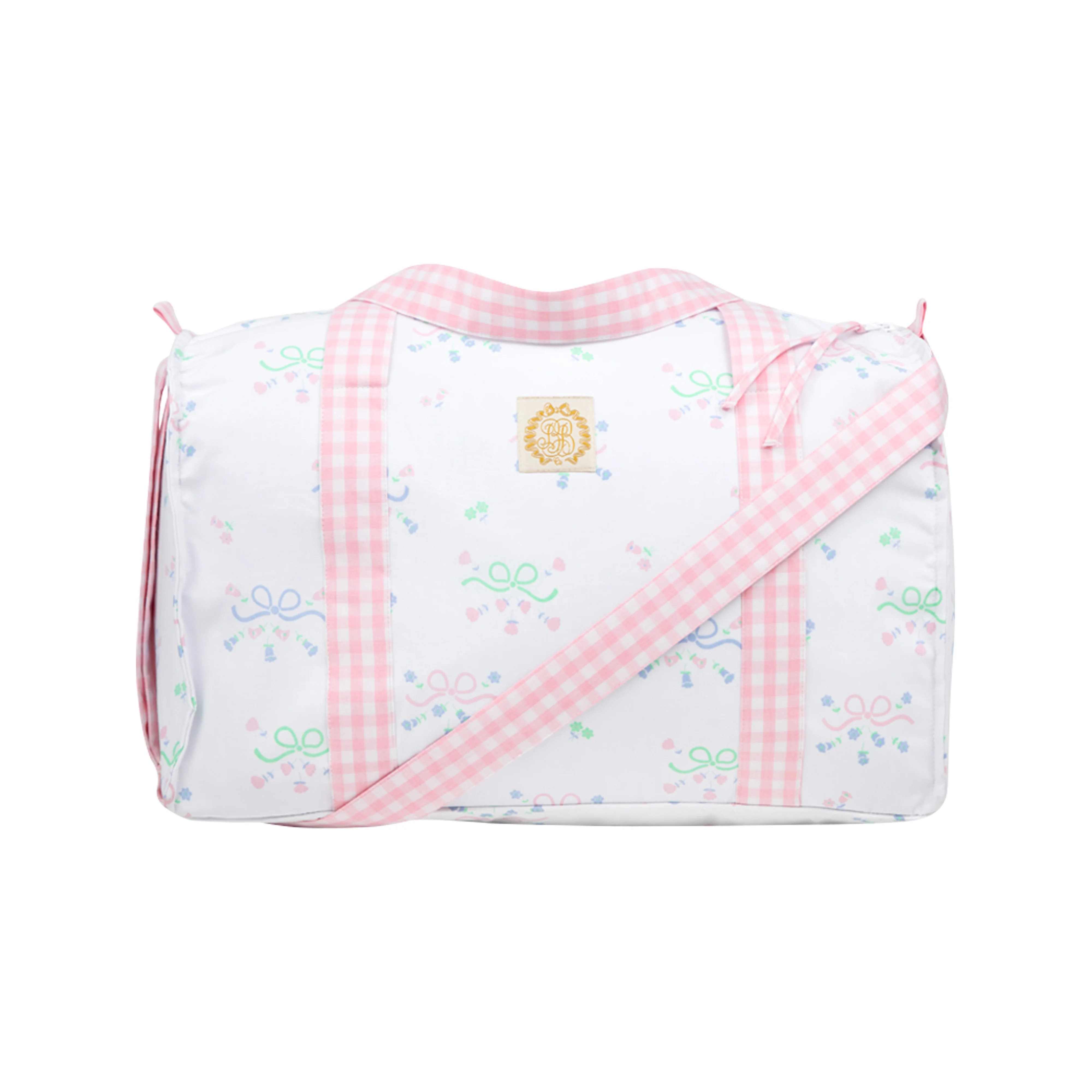 Stewart Sleepover Tote - Grandmillennial-esque with Sandpearl Pink Gingham | The Beaufort Bonnet Company