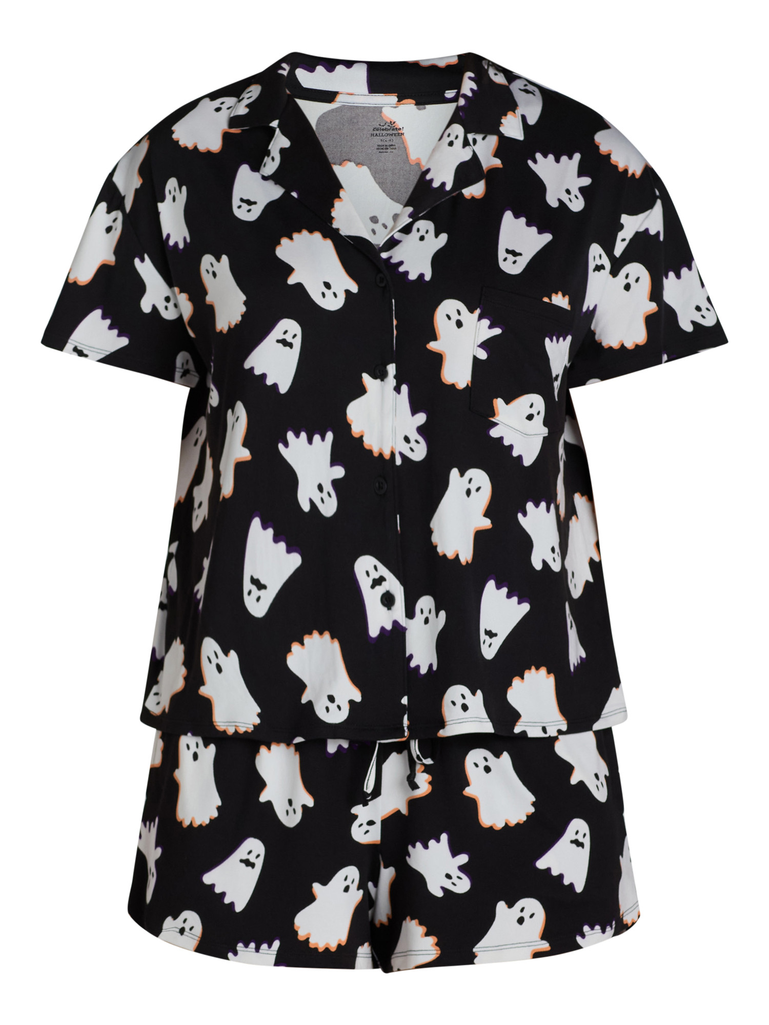 Halloween Women’s Ghost Print Shorty Pajama Set, 2-Piece, Sizes XS-3X | Walmart (US)